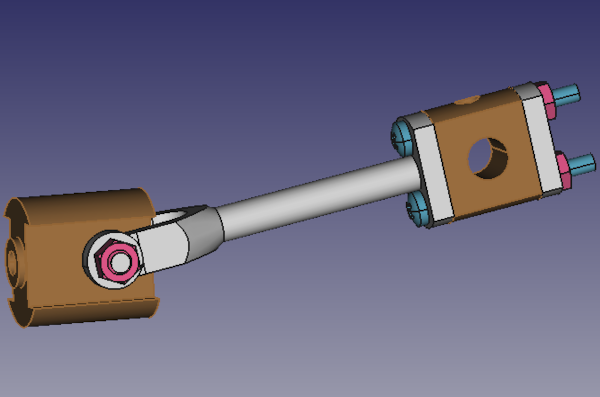 Image of a 3D model of a steam engine's crank drive mechanism.